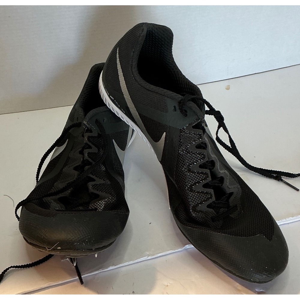 Nike Track and Field Racing Spikes Black Silver Mesh Cleats with Bag and Tool 12